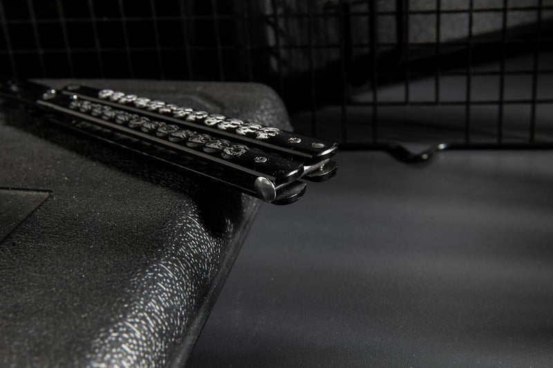 Dispatch Practice Butterfly Knife Trainer Unsharpened Balisong with 3Cr13 Black-Painted Blade & Mirror-Polished Handle (Engraved Skull Patterns) | EDC Flipping, Martial Arts, Cosplay, Tactical Training - Image 3